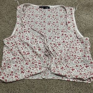 Floral Lace-Up Crop Top